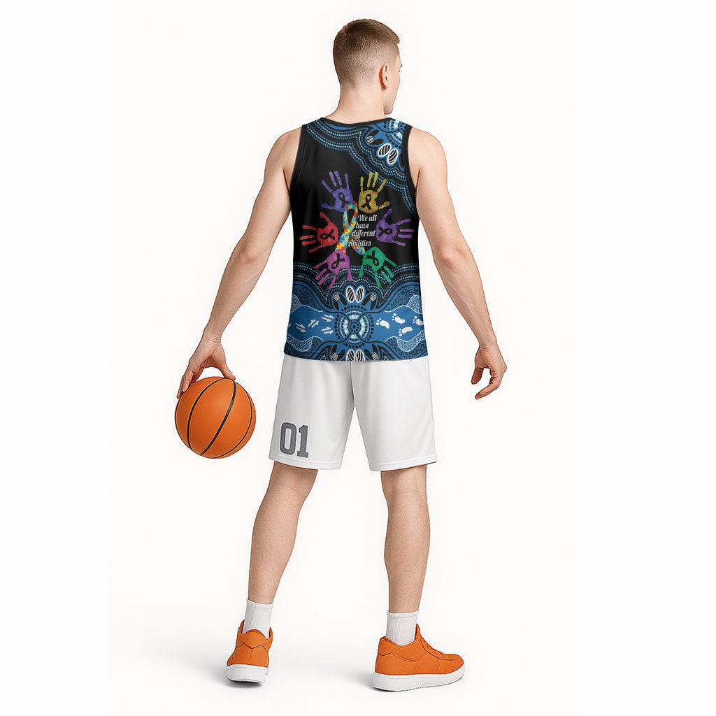 Autism Support Australia Indigenous Basketball Jersey We All Have Different Abilities