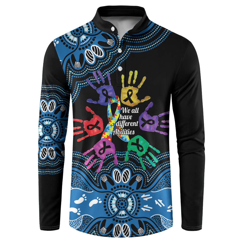 Autism Support Australia Indigenous Button Sweatshirt We All Have Different Abilities