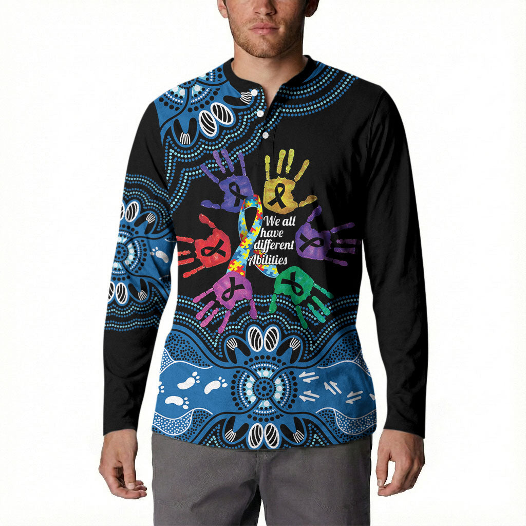 Autism Support Australia Indigenous Button Sweatshirt We All Have Different Abilities