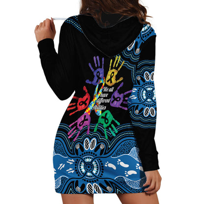 Autism Support Australia Indigenous Hoodie Dress We All Have Different Abilities