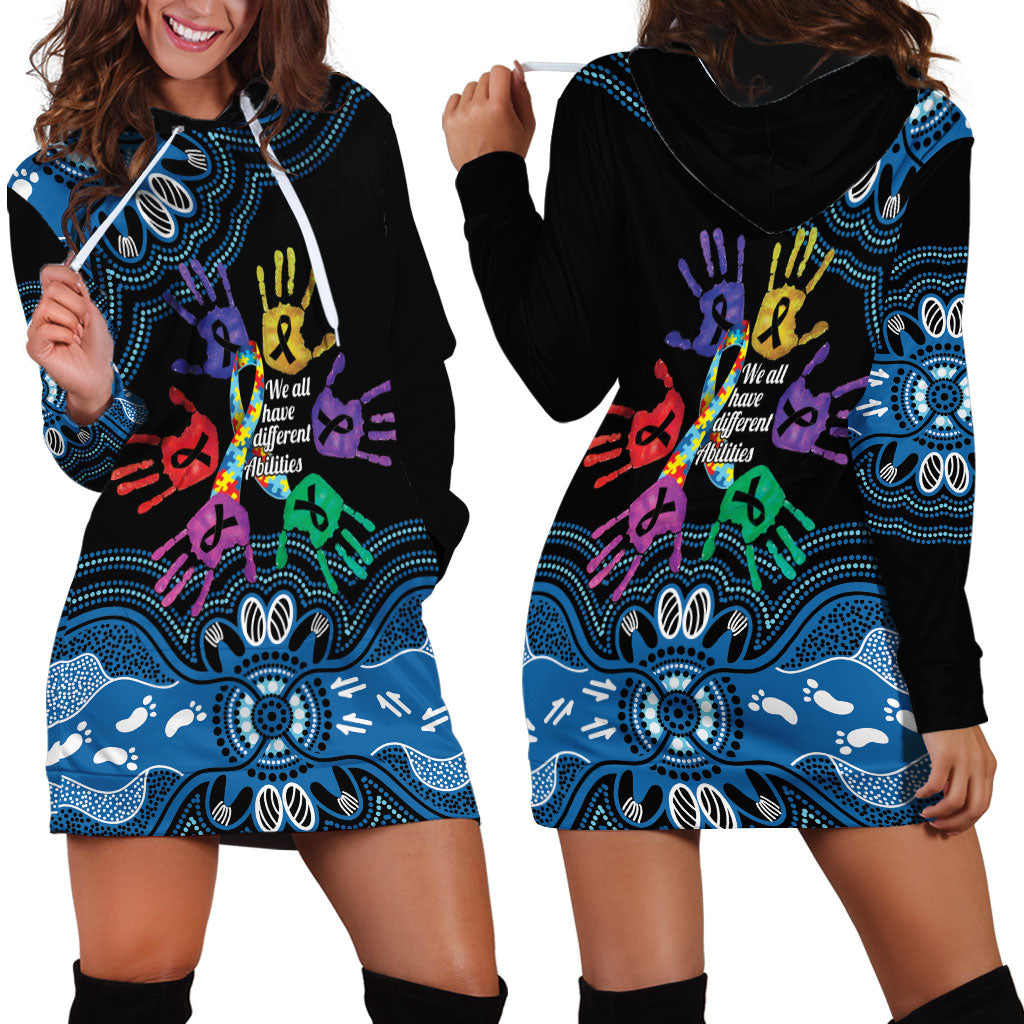 Autism Support Australia Indigenous Hoodie Dress We All Have Different Abilities