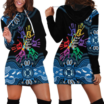 Autism Support Australia Indigenous Hoodie Dress We All Have Different Abilities