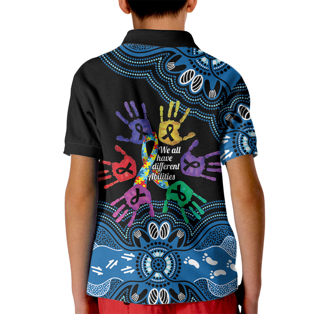 Autism Support Australia Indigenous Kid Polo Shirt We All Have Different Abilities