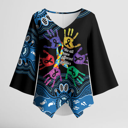 Autism Support Australia Indigenous Kimono Sleeve Blouse We All Have Different Abilities