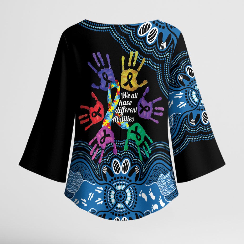 Autism Support Australia Indigenous Kimono Sleeve Blouse We All Have Different Abilities