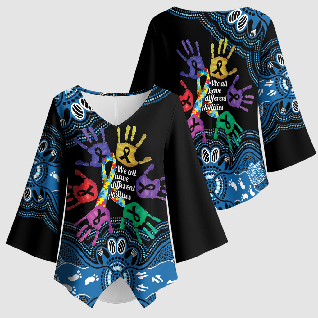 Autism Support Australia Indigenous Kimono Sleeve Blouse We All Have Different Abilities