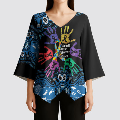 Autism Support Australia Indigenous Kimono Sleeve Blouse We All Have Different Abilities