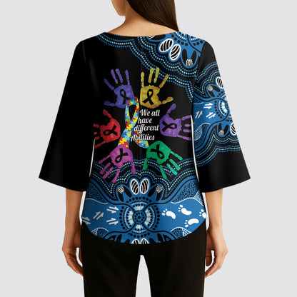 Autism Support Australia Indigenous Kimono Sleeve Blouse We All Have Different Abilities