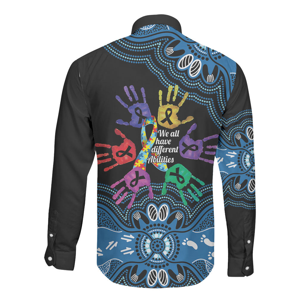 Autism Support Australia Indigenous Long Sleeve Button Shirt We All Have Different Abilities