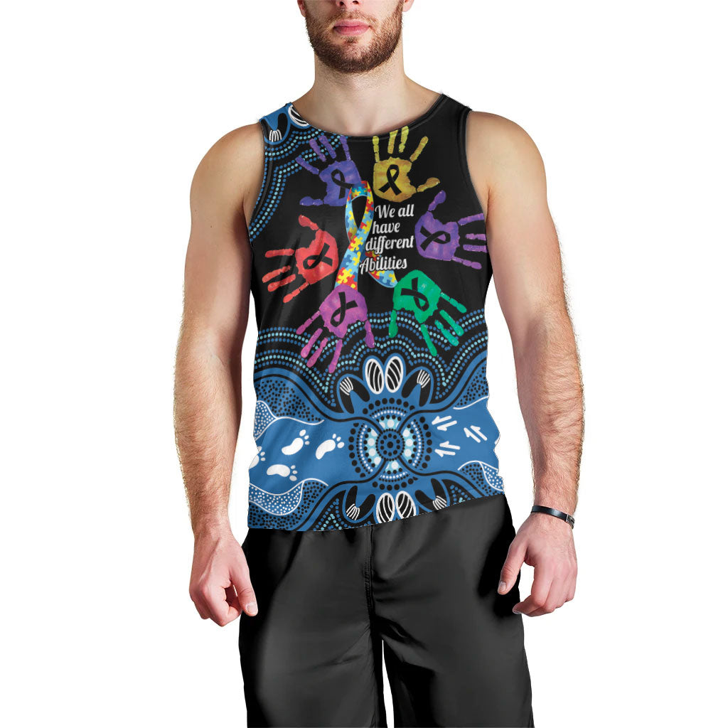 Autism Support Australia Indigenous Men Tank Top We All Have Different Abilities