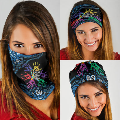 Autism Support Australia Indigenous Neck Gaiter We All Have Different Abilities