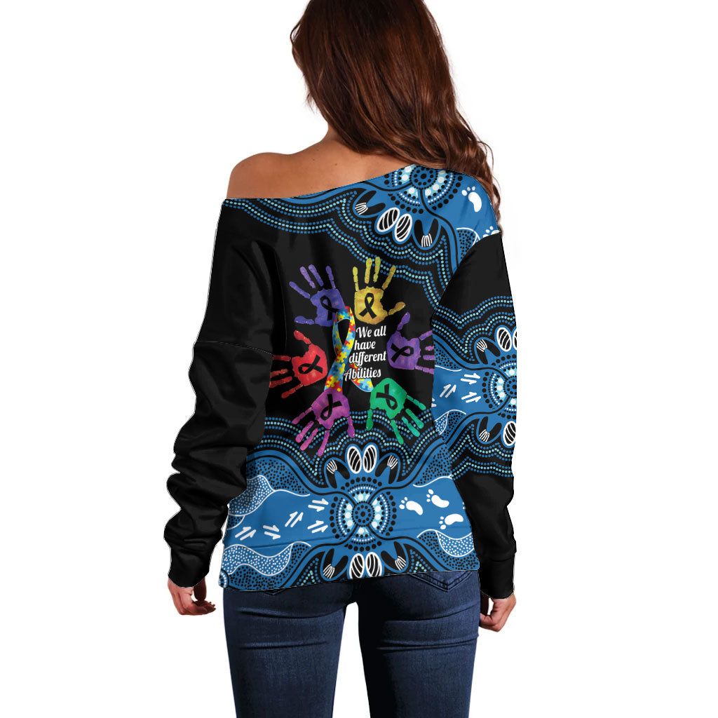 Autism Support Australia Indigenous Off Shoulder Sweater We All Have Different Abilities