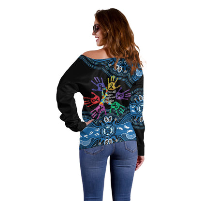 Autism Support Australia Indigenous Off Shoulder Sweater We All Have Different Abilities