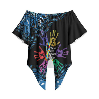 Autism Support Australia Indigenous Off Shoulder Wrap Waist Top We All Have Different Abilities