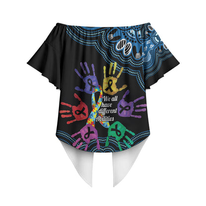 Autism Support Australia Indigenous Off Shoulder Wrap Waist Top We All Have Different Abilities