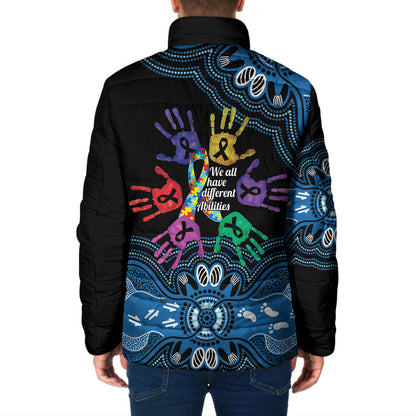 Autism Support Australia Indigenous Padded Jacket We All Have Different Abilities