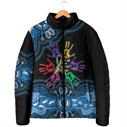 Autism Support Australia Indigenous Padded Jacket We All Have Different Abilities