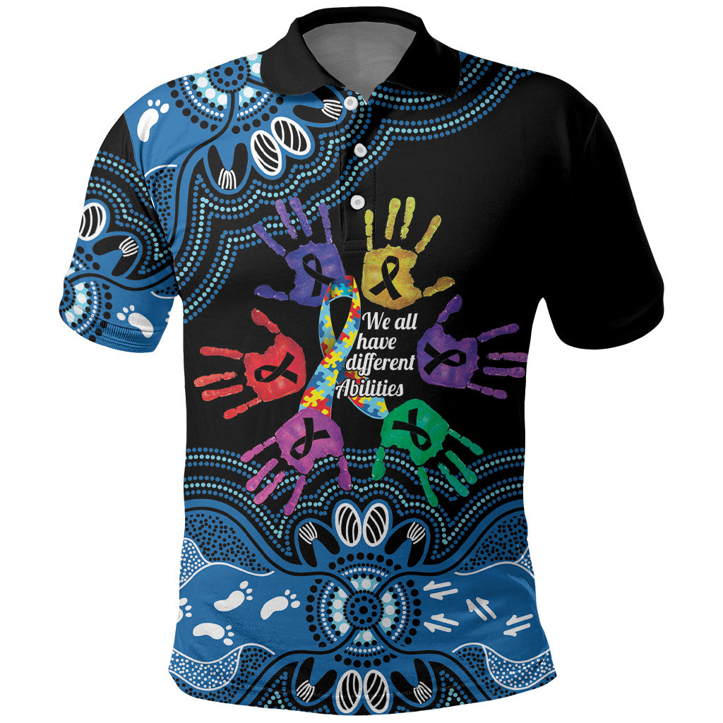 Autism Support Australia Indigenous Polo Shirt We All Have Different Abilities