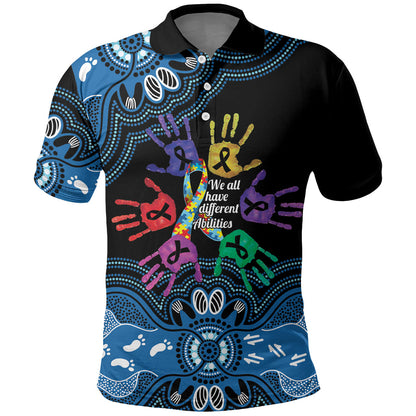 Autism Support Australia Indigenous Polo Shirt We All Have Different Abilities