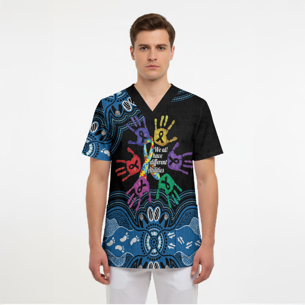 Autism Support Australia Indigenous Scrub Top We All Have Different Abilities