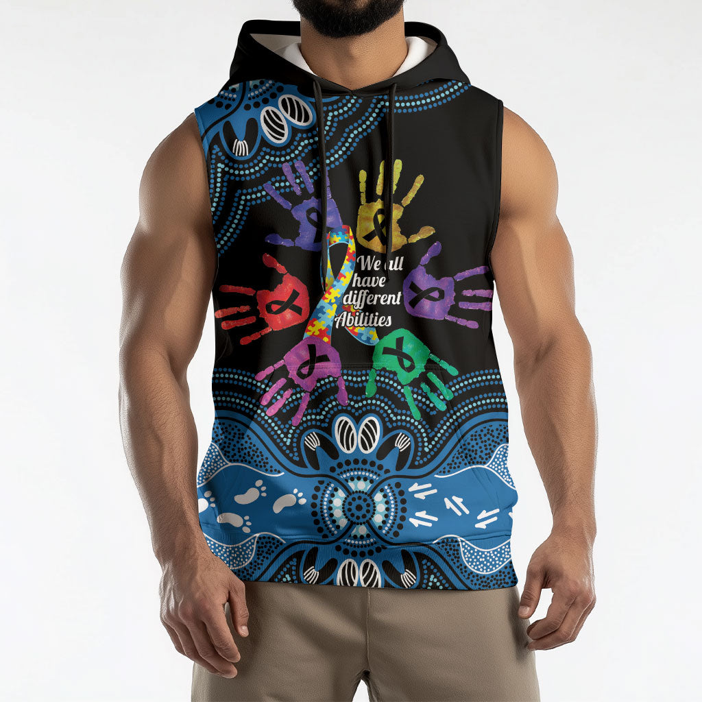 Autism Support Australia Indigenous Sleeveless Hoodie We All Have Different Abilities