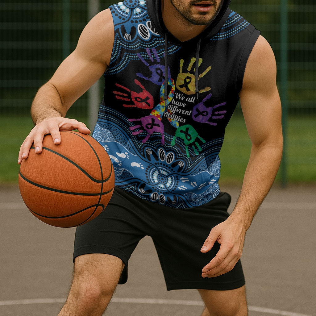 Autism Support Australia Indigenous Sleeveless Hoodie We All Have Different Abilities