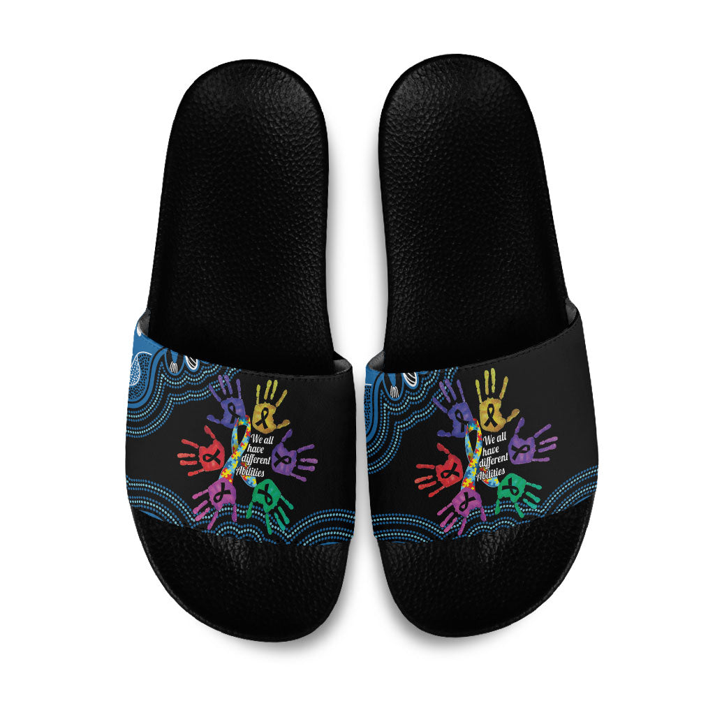 Autism Support Australia Indigenous Slide Sandals We All Have Different Abilities