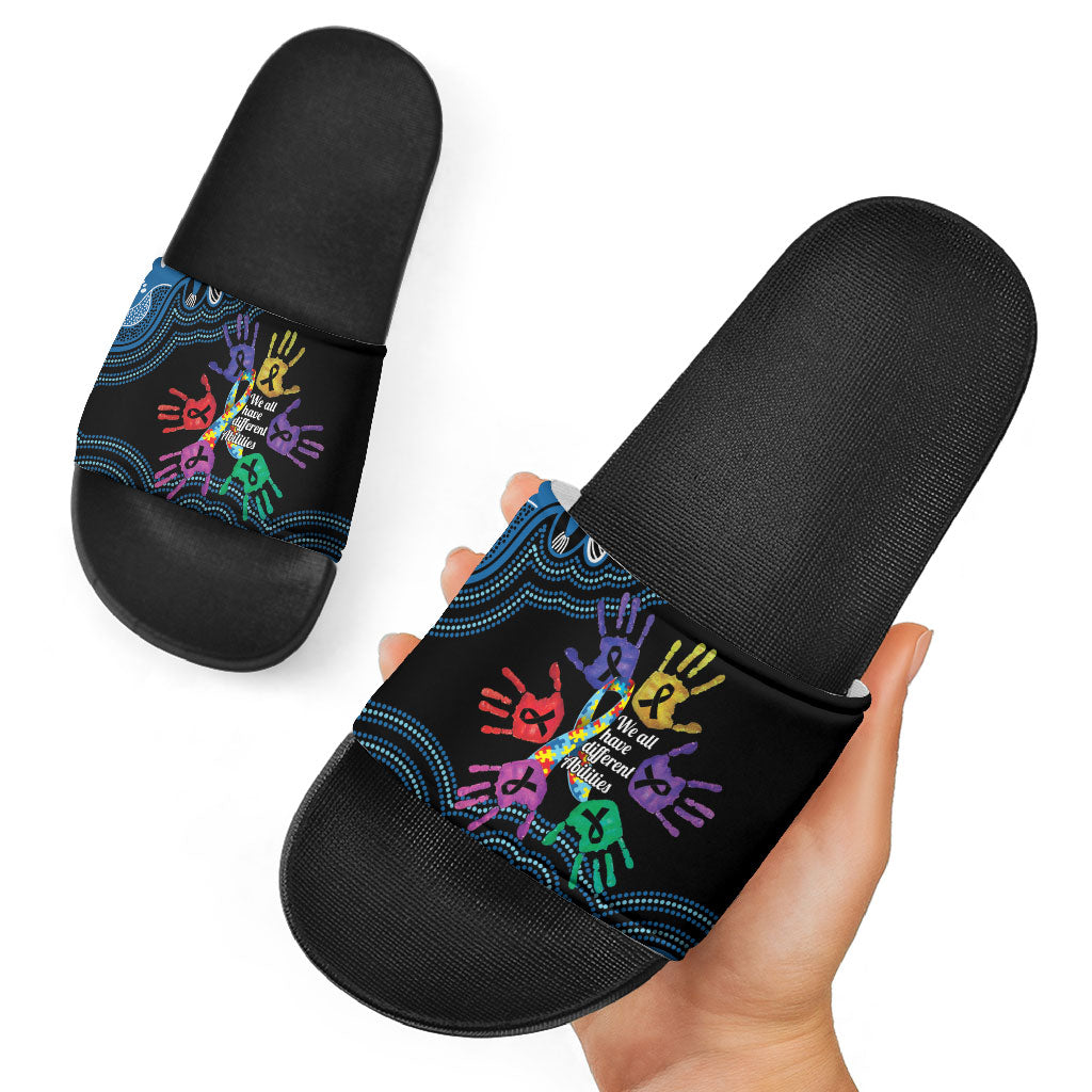 Autism Support Australia Indigenous Slide Sandals We All Have Different Abilities