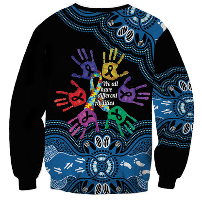 Autism Support Australia Indigenous Sweatshirt We All Have Different Abilities