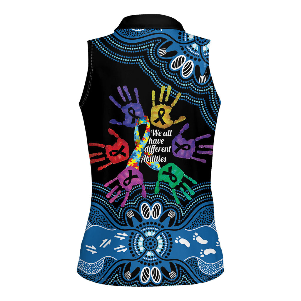 Autism Support Australia Indigenous Women Sleeveless Polo Shirt We All Have Different Abilities