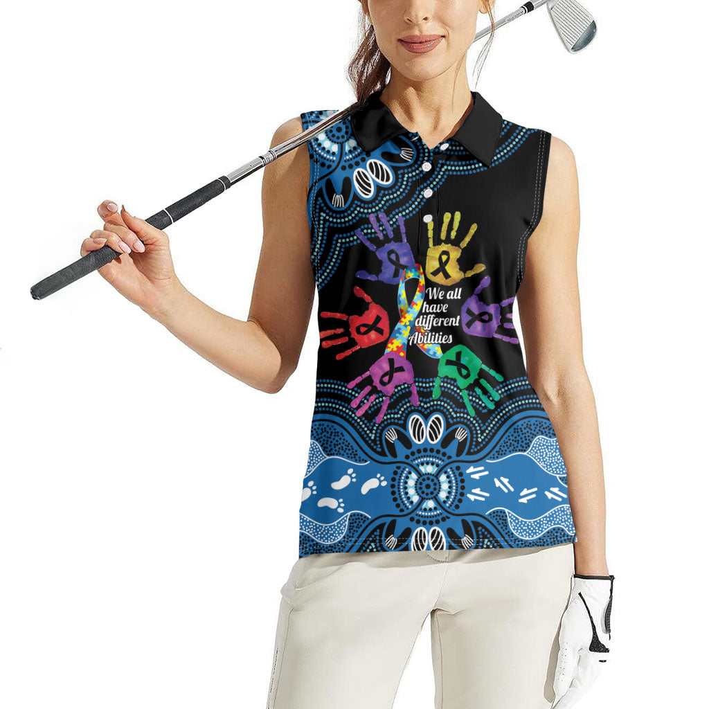 Autism Support Australia Indigenous Women Sleeveless Polo Shirt We All Have Different Abilities
