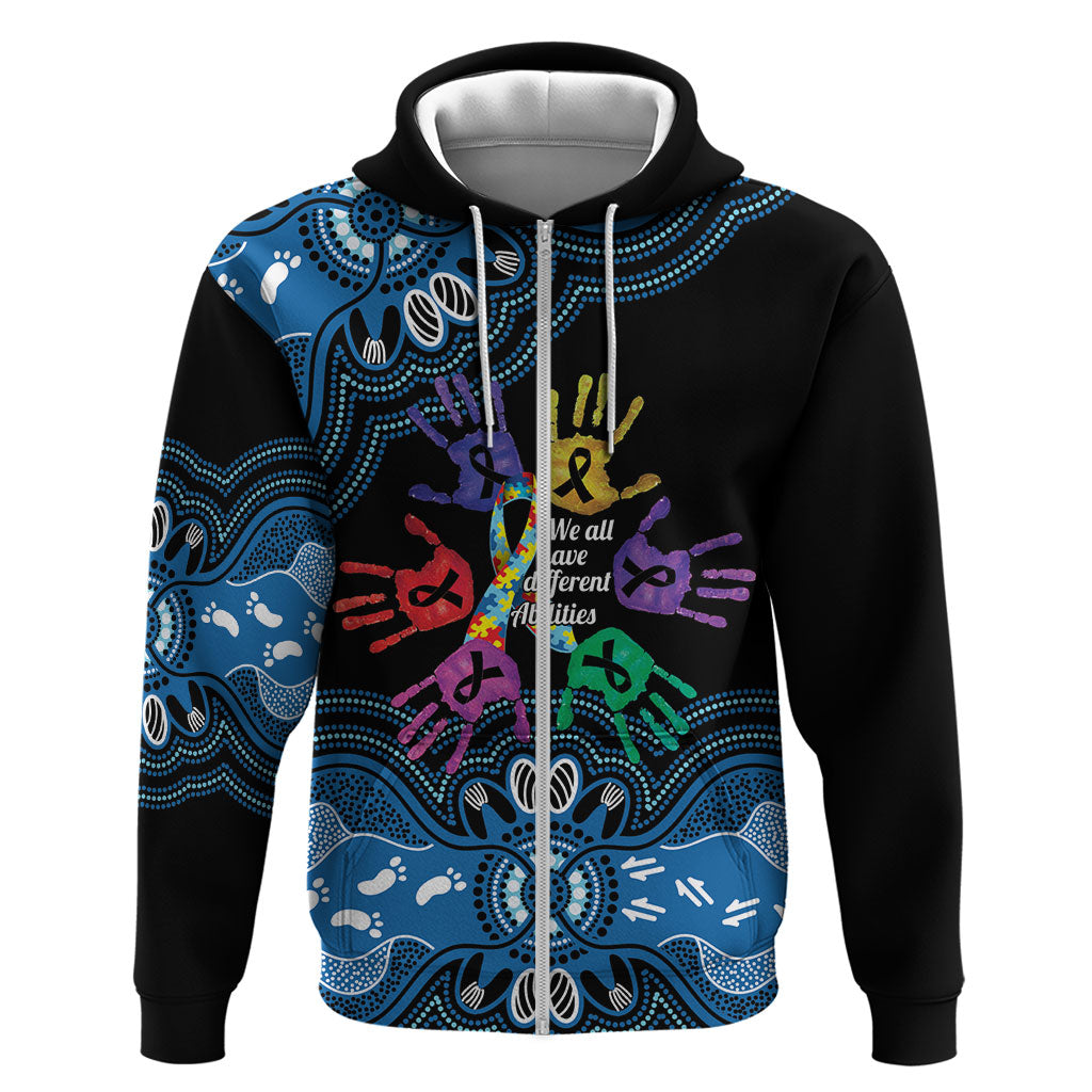 Autism Support Australia Indigenous Zip Hoodie We All Have Different Abilities