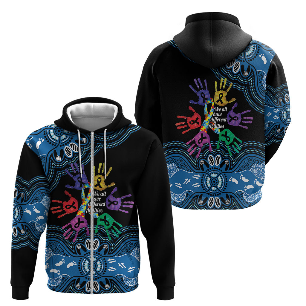 Autism Support Australia Indigenous Zip Hoodie We All Have Different Abilities