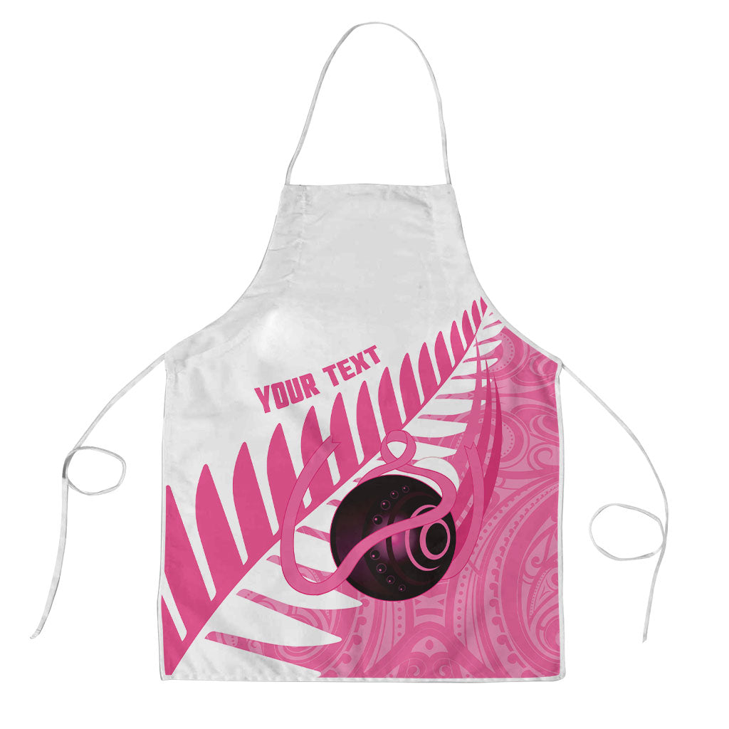 New Zealand Lawn Bowls Breast Cancer Custom Apron Aotearoa Maori Silver Fern Pink Ribbon