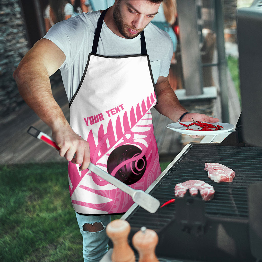 New Zealand Lawn Bowls Breast Cancer Custom Apron Aotearoa Maori Silver Fern Pink Ribbon