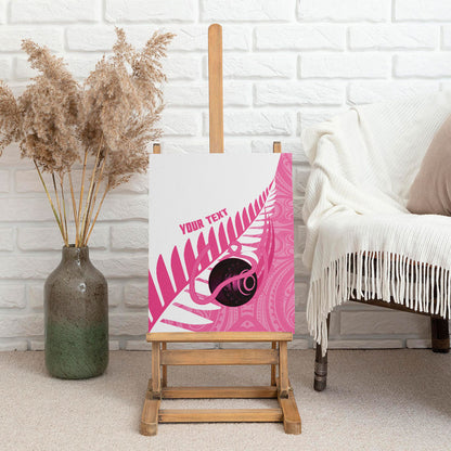 New Zealand Lawn Bowls Breast Cancer Custom Canvas Wall Art Aotearoa Maori Silver Fern Pink Ribbon