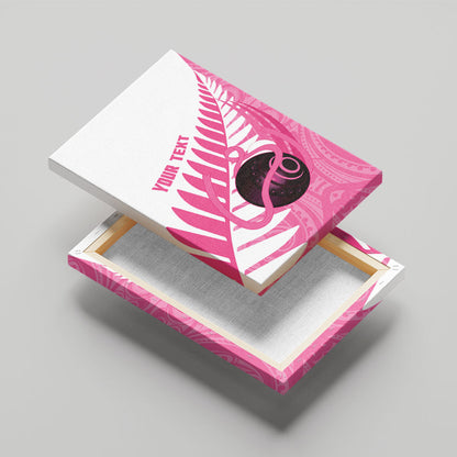 New Zealand Lawn Bowls Breast Cancer Custom Canvas Wall Art Aotearoa Maori Silver Fern Pink Ribbon