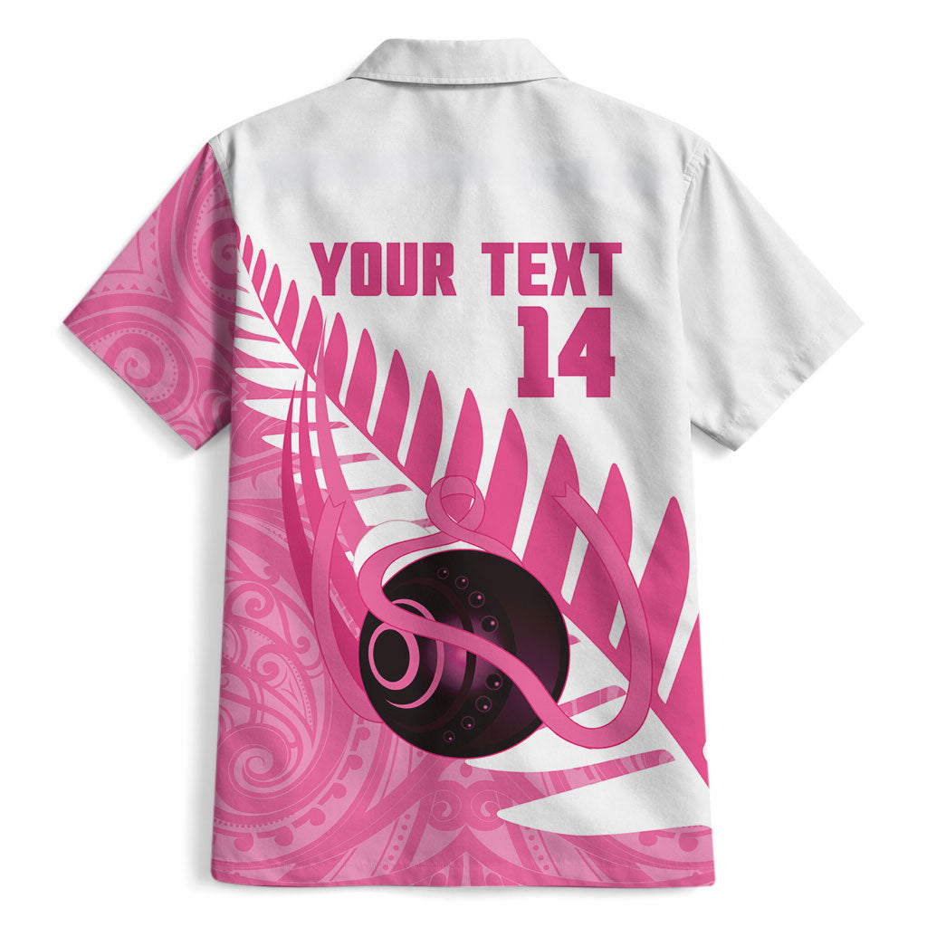 New Zealand Lawn Bowls Breast Cancer Custom Hawaiian Shirt Aotearoa Maori Silver Fern Pink Ribbon