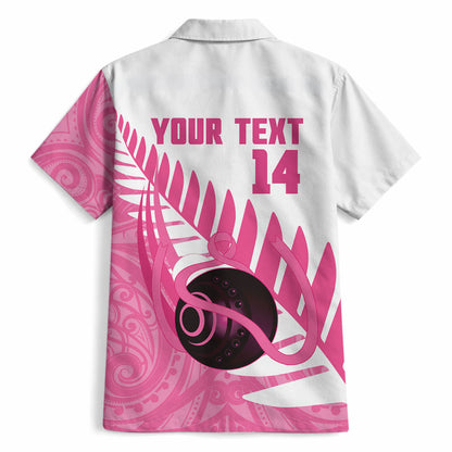 New Zealand Lawn Bowls Breast Cancer Custom Hawaiian Shirt Aotearoa Maori Silver Fern Pink Ribbon