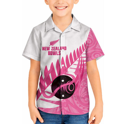 New Zealand Lawn Bowls Breast Cancer Custom Hawaiian Shirt Aotearoa Maori Silver Fern Pink Ribbon