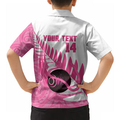 New Zealand Lawn Bowls Breast Cancer Custom Hawaiian Shirt Aotearoa Maori Silver Fern Pink Ribbon
