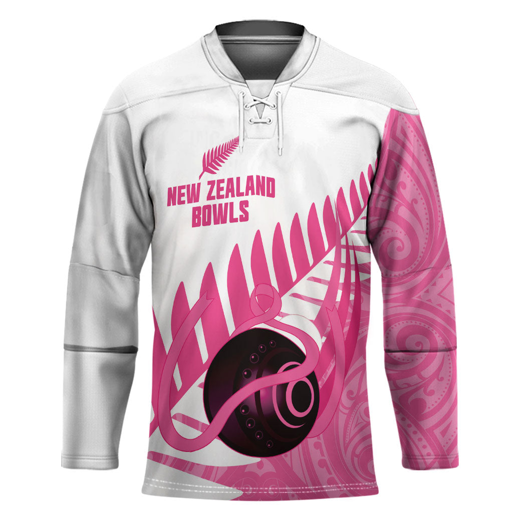 New Zealand Lawn Bowls Breast Cancer Custom Hockey Jersey Aotearoa Maori Silver Fern Pink Ribbon