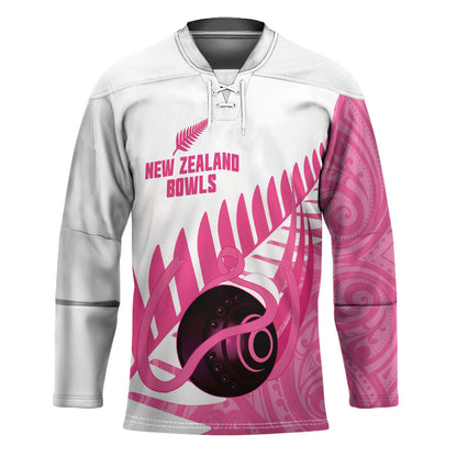 New Zealand Lawn Bowls Breast Cancer Custom Hockey Jersey Aotearoa Maori Silver Fern Pink Ribbon