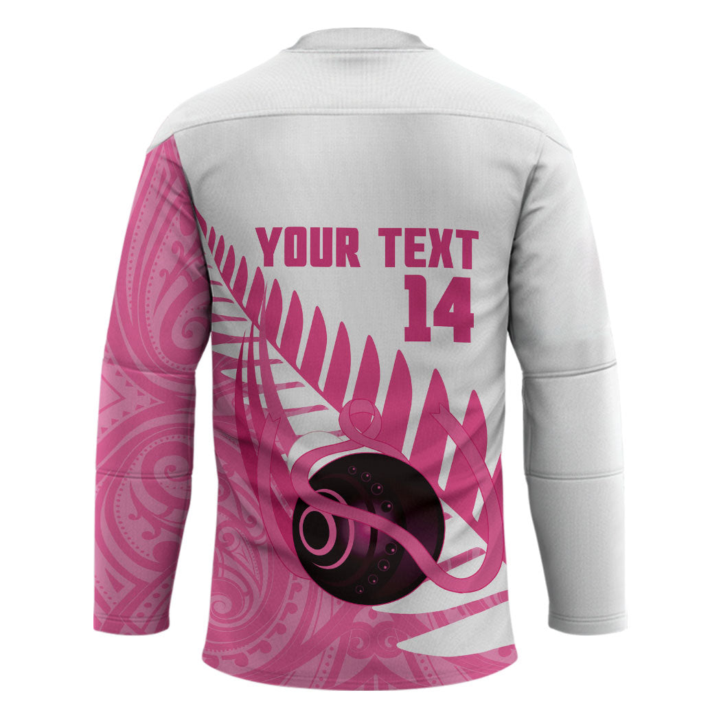 New Zealand Lawn Bowls Breast Cancer Custom Hockey Jersey Aotearoa Maori Silver Fern Pink Ribbon