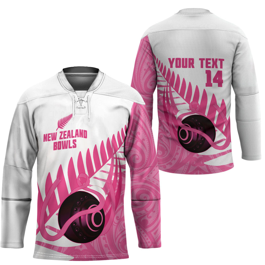 New Zealand Lawn Bowls Breast Cancer Custom Hockey Jersey Aotearoa Maori Silver Fern Pink Ribbon