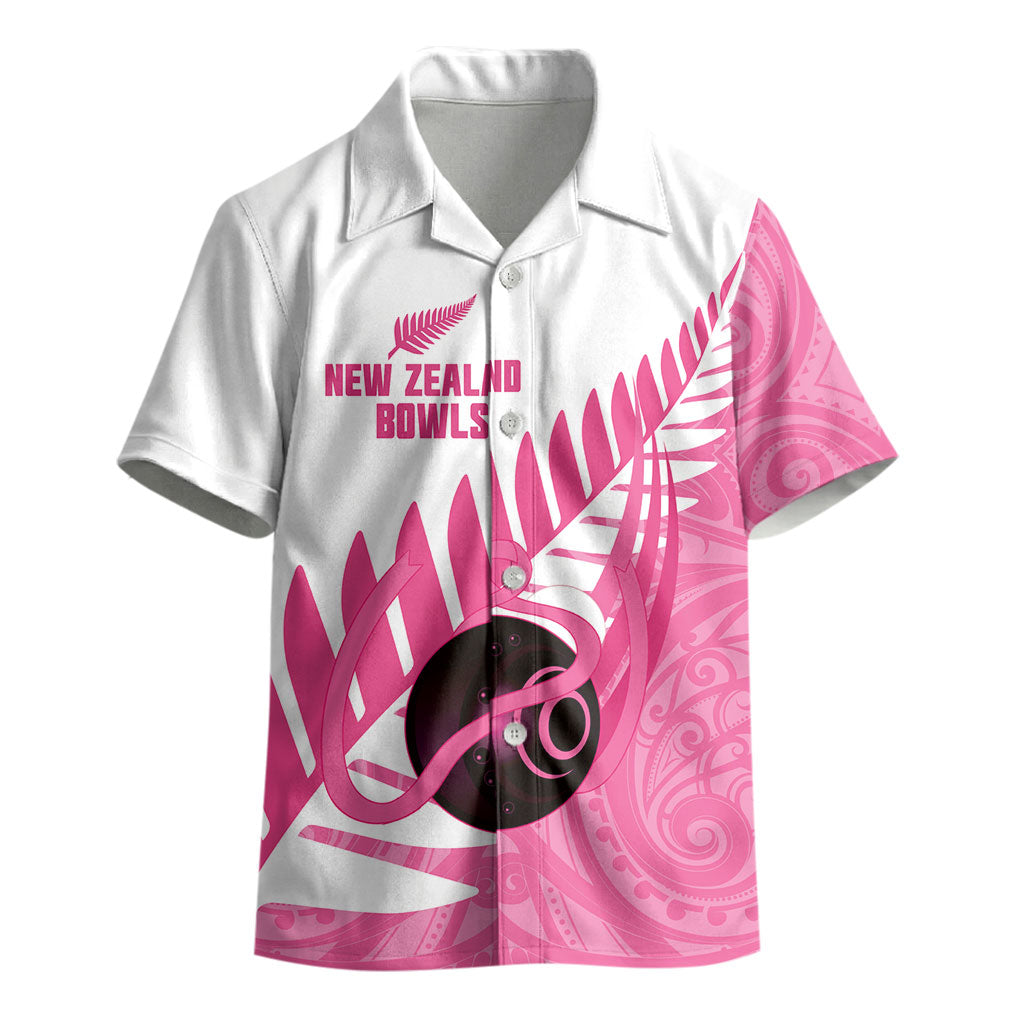 New Zealand Lawn Bowls Breast Cancer Custom Kid Hawaiian Shirt Aotearoa Maori Silver Fern Pink Ribbon
