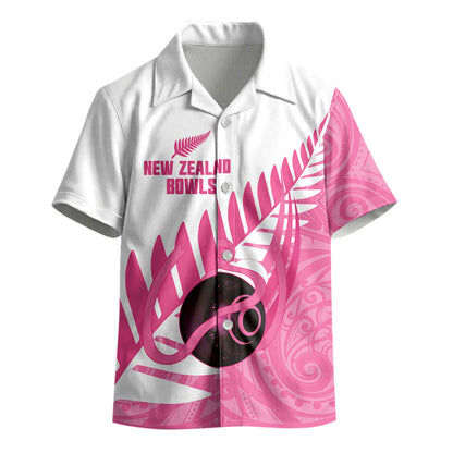 New Zealand Lawn Bowls Breast Cancer Custom Kid Hawaiian Shirt Aotearoa Maori Silver Fern Pink Ribbon