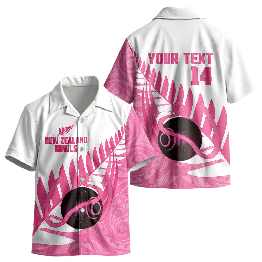 New Zealand Lawn Bowls Breast Cancer Custom Kid Hawaiian Shirt Aotearoa Maori Silver Fern Pink Ribbon