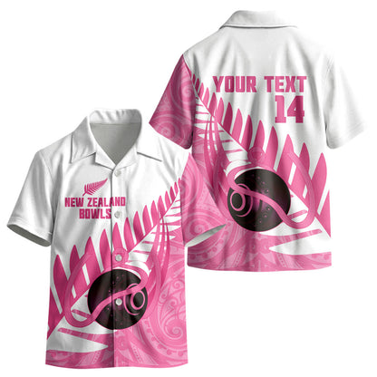 New Zealand Lawn Bowls Breast Cancer Custom Kid Hawaiian Shirt Aotearoa Maori Silver Fern Pink Ribbon