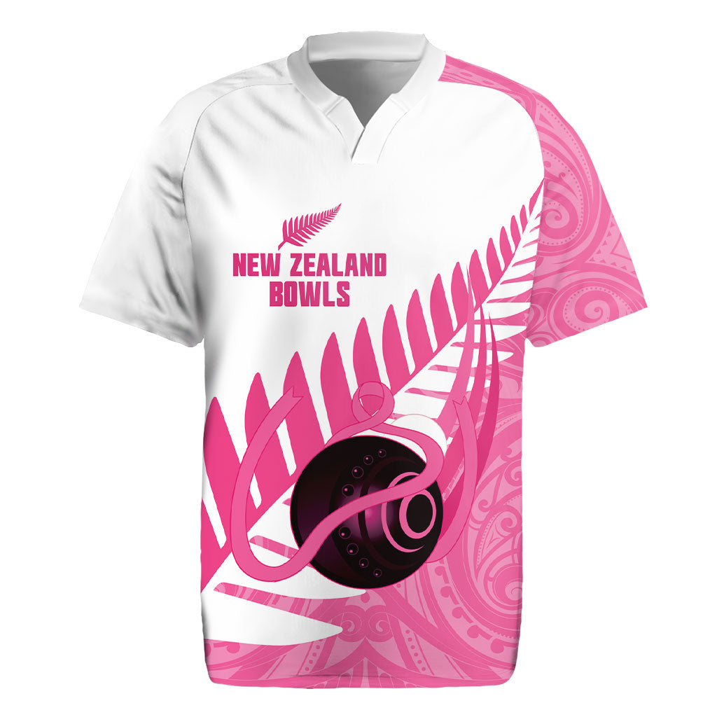 New Zealand Lawn Bowls Breast Cancer Custom Rugby Jersey Aotearoa Maori Silver Fern Pink Ribbon